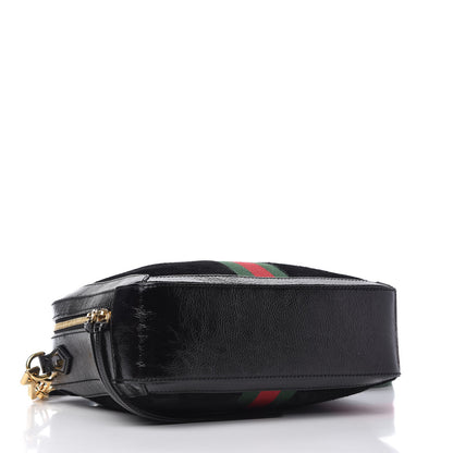 Gucci Suede Patent Web Small Ophidia Top Handle Shoulder Bag Black 4 of 10