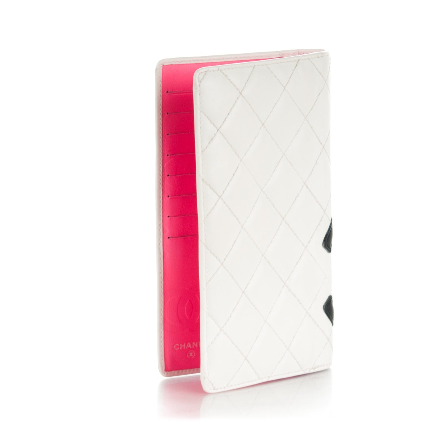 Calfskin Quilted Cambon Yen Wallet White Black