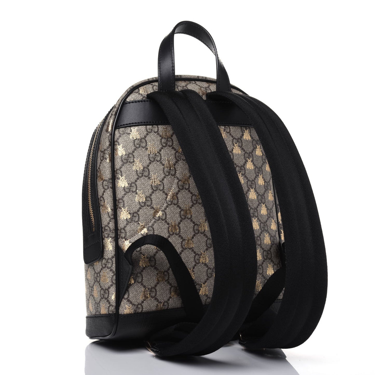 GG Supreme Monogram Bees Print Small Day Backpack Beige Oro Black