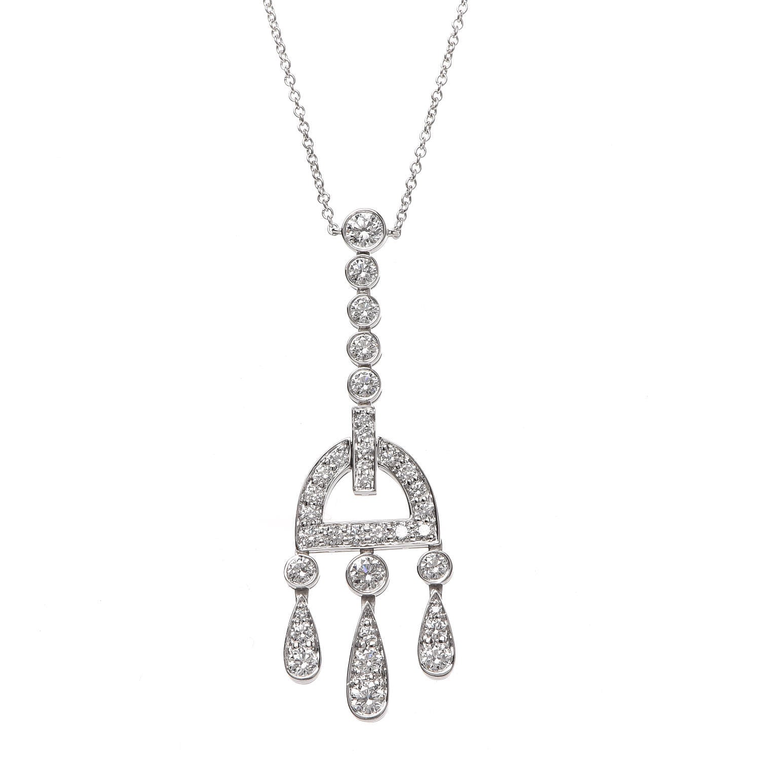 Tiffany Platinum Diamond Jazz Buckle Pendant Necklace 4 of 8