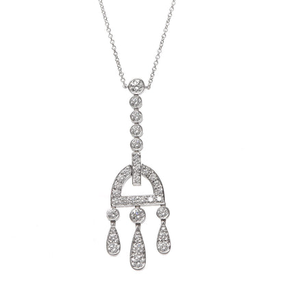 Tiffany Platinum Diamond Jazz Buckle Pendant Necklace 4 of 8