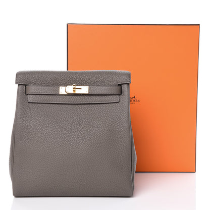 Hermes Taurillon Clemence Kelly Ado Backpack Etain 8 of 8
