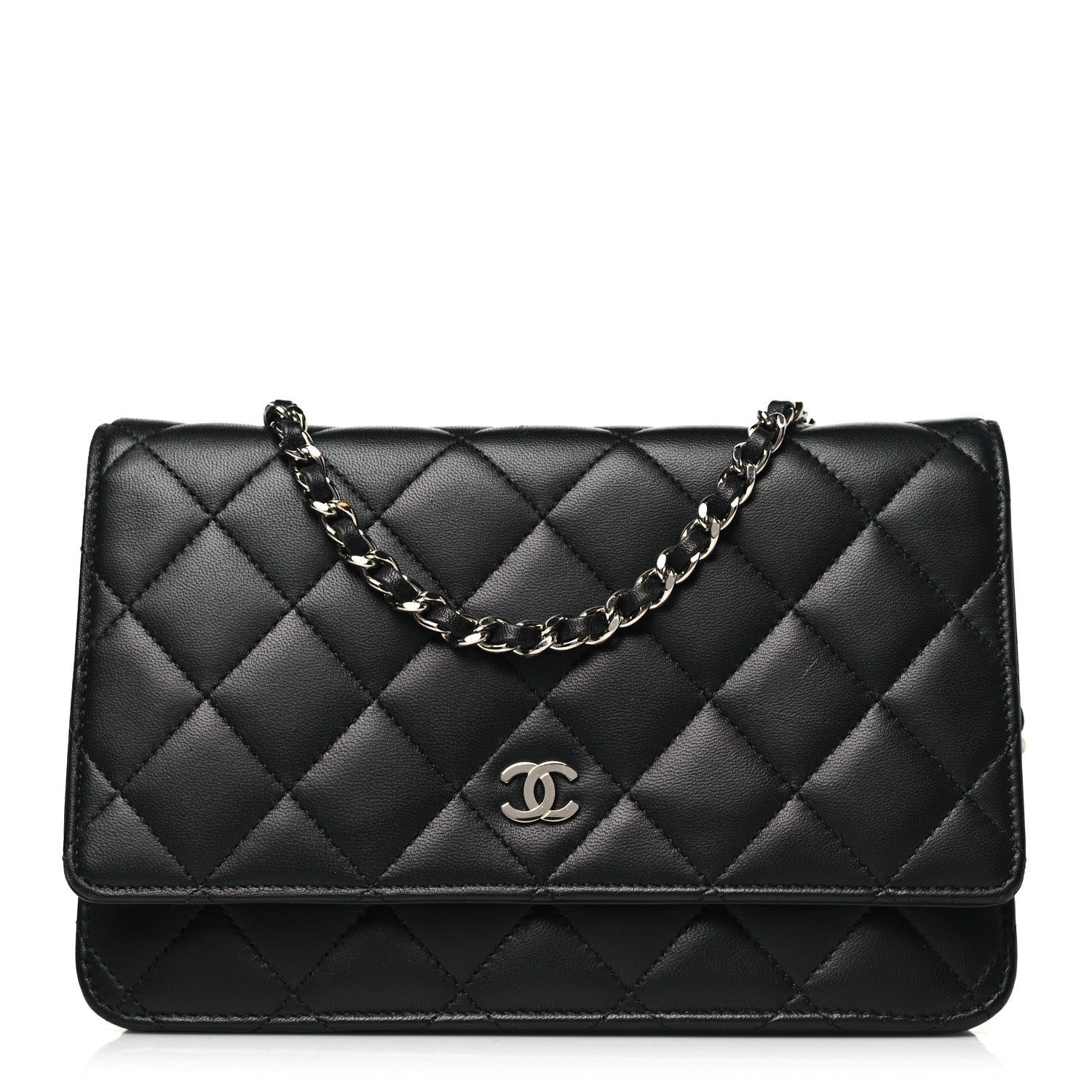 Chanel Lambskin Quilted Wallet On Chain WOC Black 1 of 13