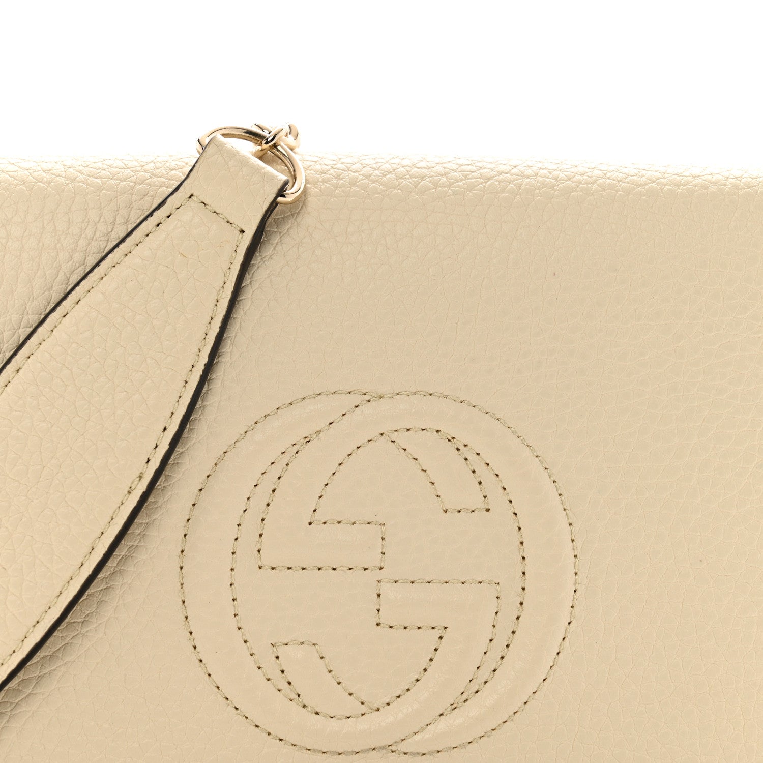Gucci Pebbled Calfskin Soho Wallet on Chain Ivoire 7 of 12