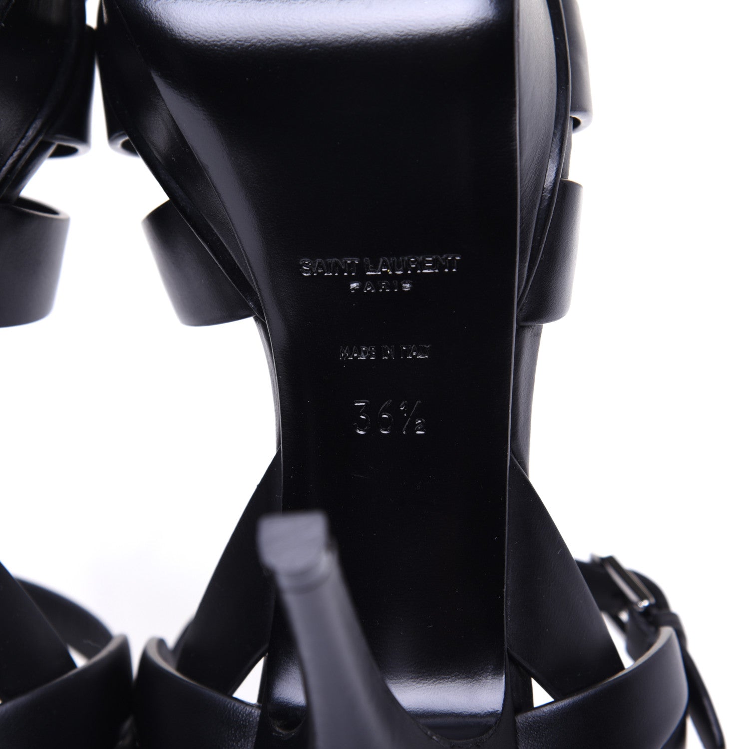 Saint Laurent Calfskin Tribute 75 Platform Sandals 36.5 Black 9 of 10