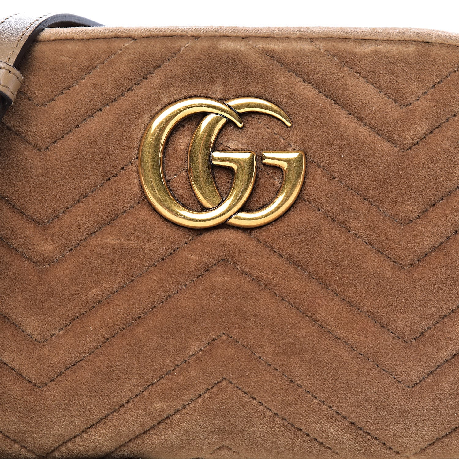 Gucci Velvet Matelasse Small GG Marmont Chain Shoulder Bag Taupe 11 of 11