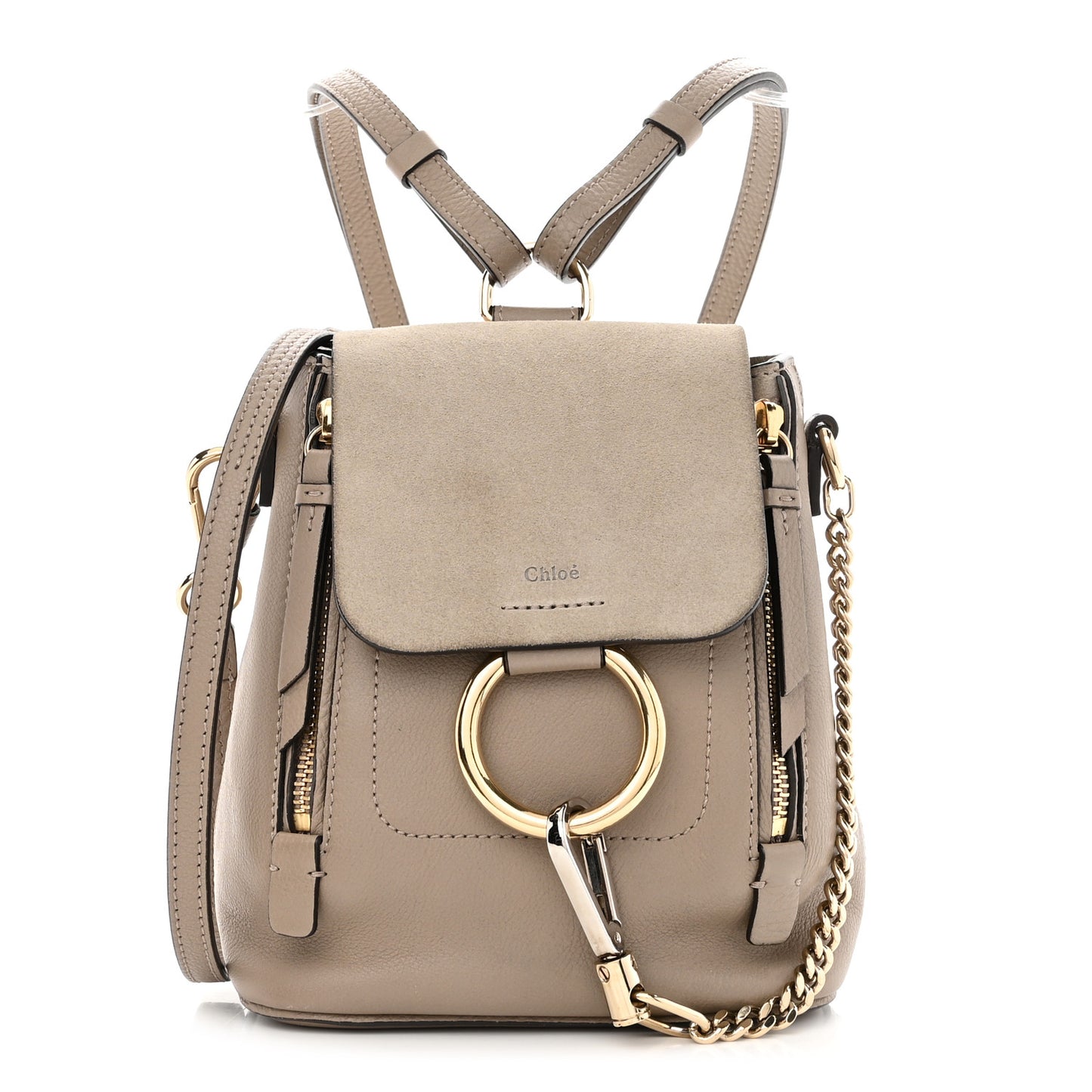 Suede Calfskin Mini Faye Backpack Motty Grey