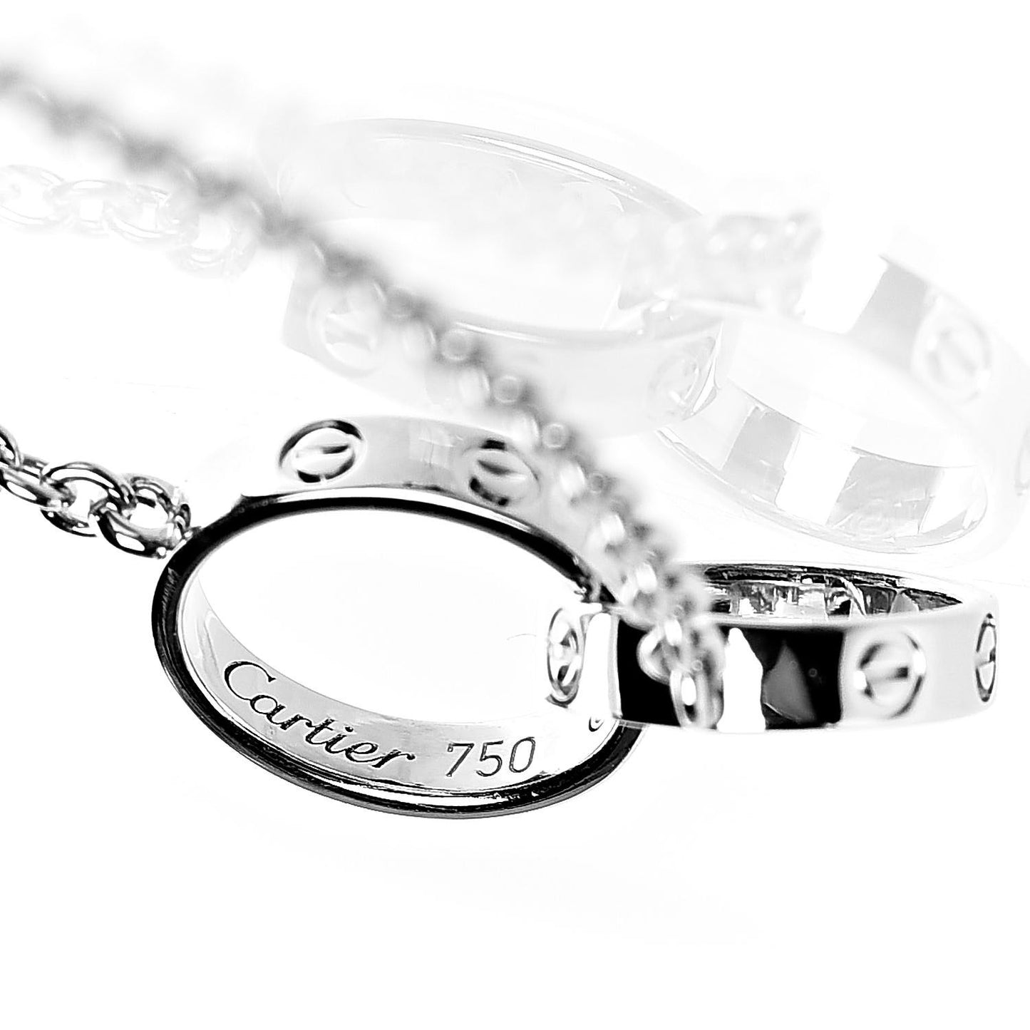 18K White Gold Interlocking LOVE Necklace