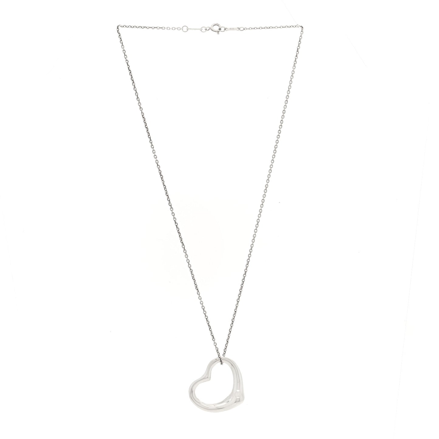 Sterling Silver 27mm Elsa Peretti Open Heart Pendant Necklace