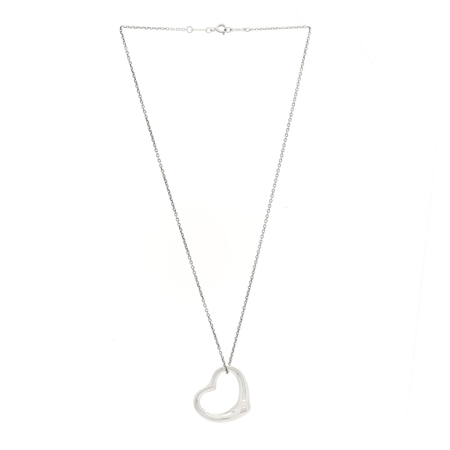 Tiffany Sterling Silver 27mm Elsa Peretti Open Heart Pendant Necklace 3 of 6