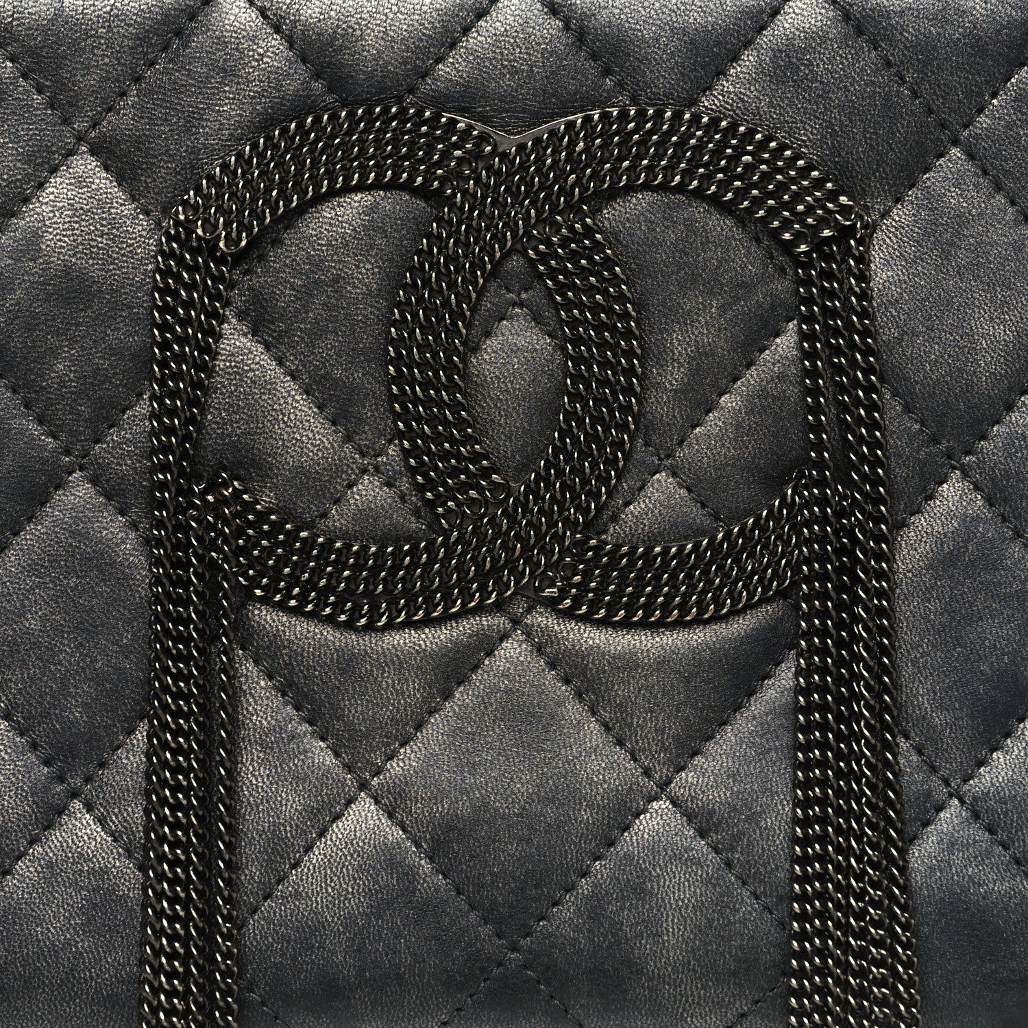 Chanel Calfskin Quilted Chain CC Chain Clutch Argent Fonce 10 of 15