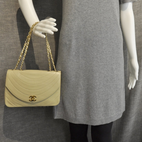Chanel Lambskin Ribbon Stitched Flap Beige 3 of 12