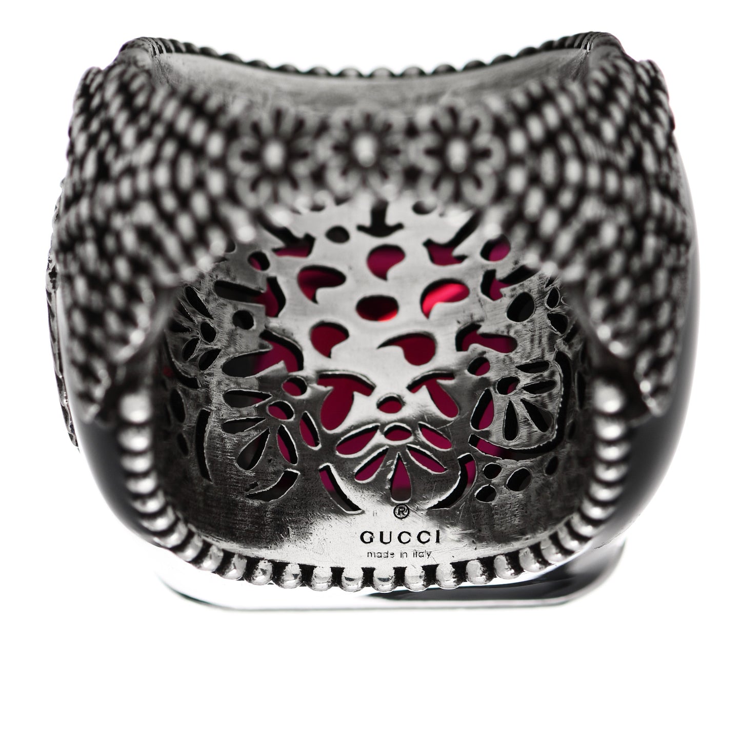 Sterling Silver Enamel Crystal Signet Ring Red 50 5.25