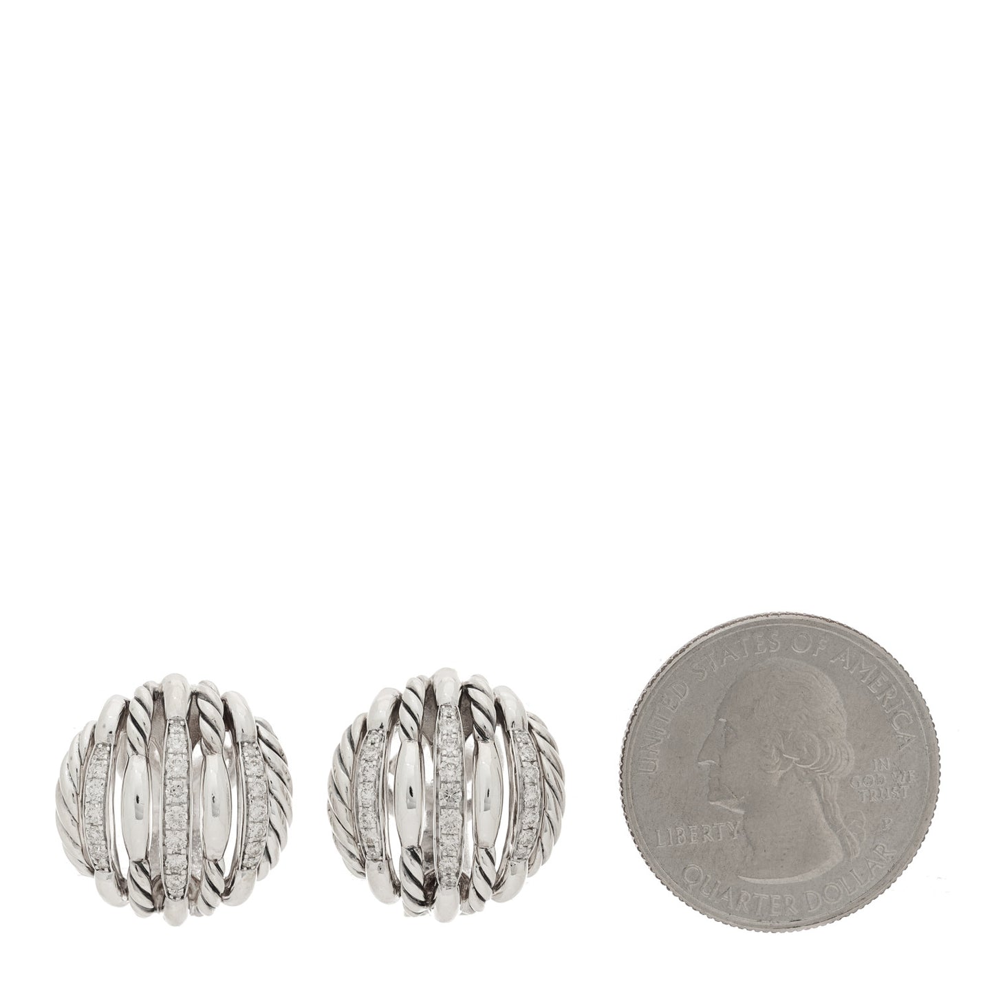 Sterling Silver Diamond Tides Stud Earrings