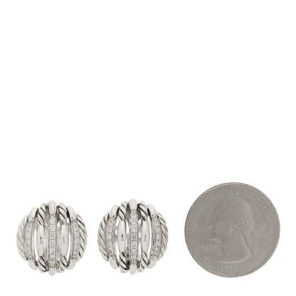 David Yurman Sterling Silver Diamond Tides Stud Earrings 2 of 4