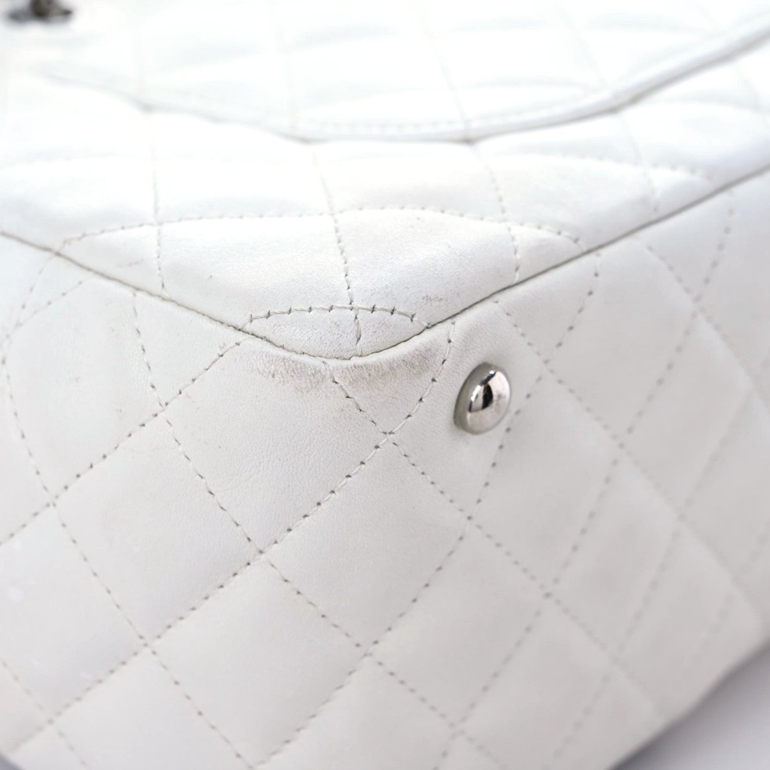 Chanel Calfskin Quilted Large Cambon Bowler White Black 7 of 24