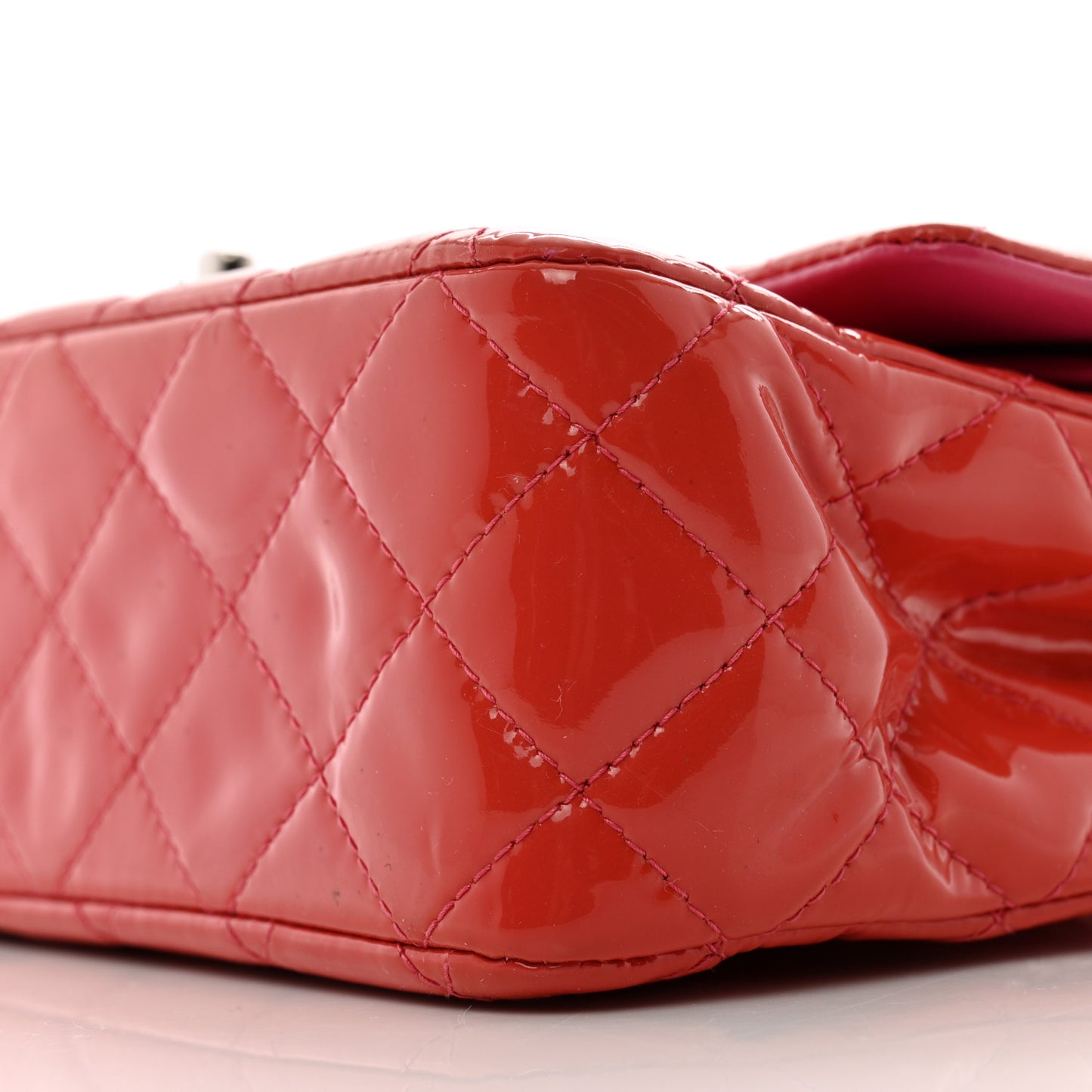 Patent Quilted Medium Double Flap Pink