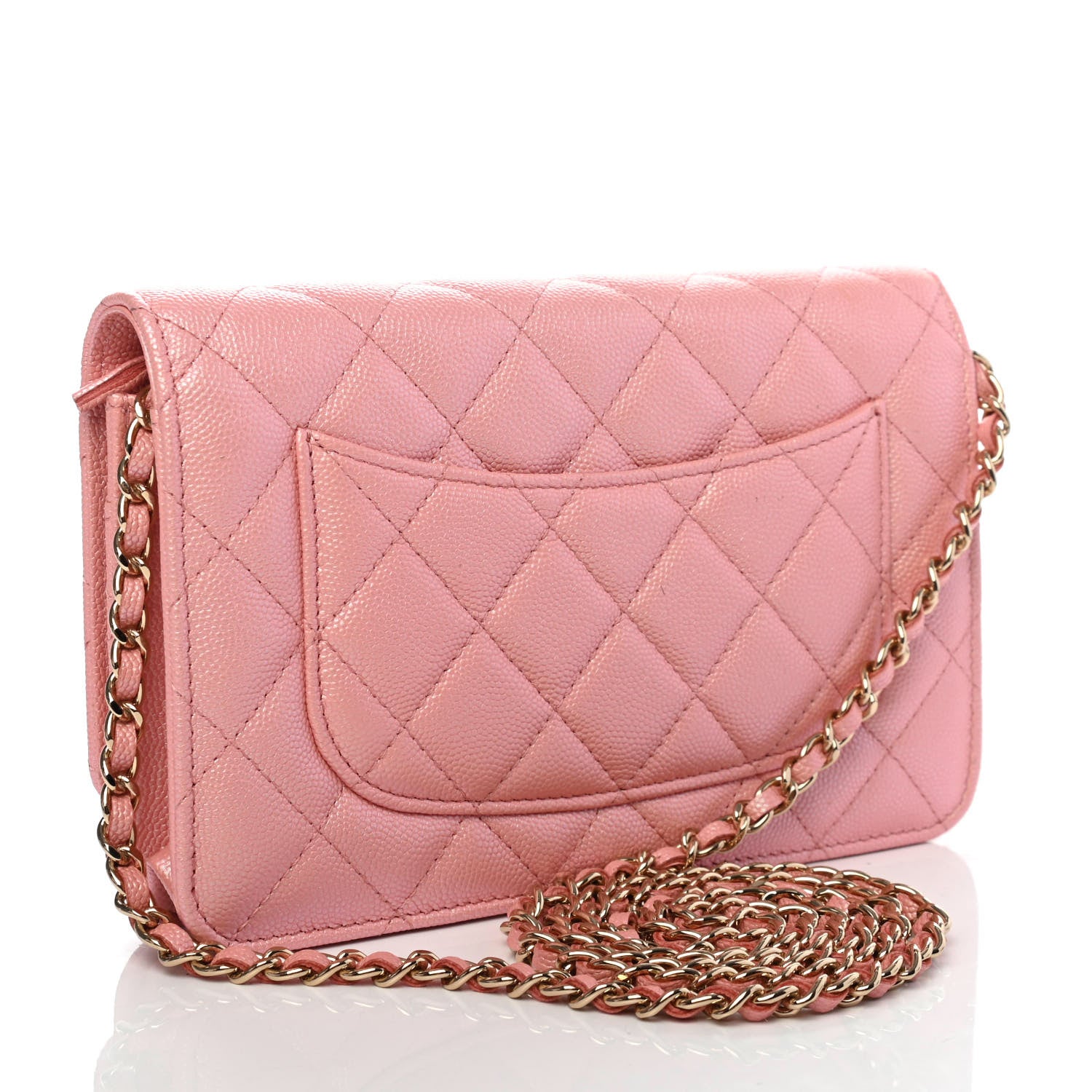 Chanel Iridescent Caviar Quilted Wallet on Chain WOC Rose Pink 2 of 4
