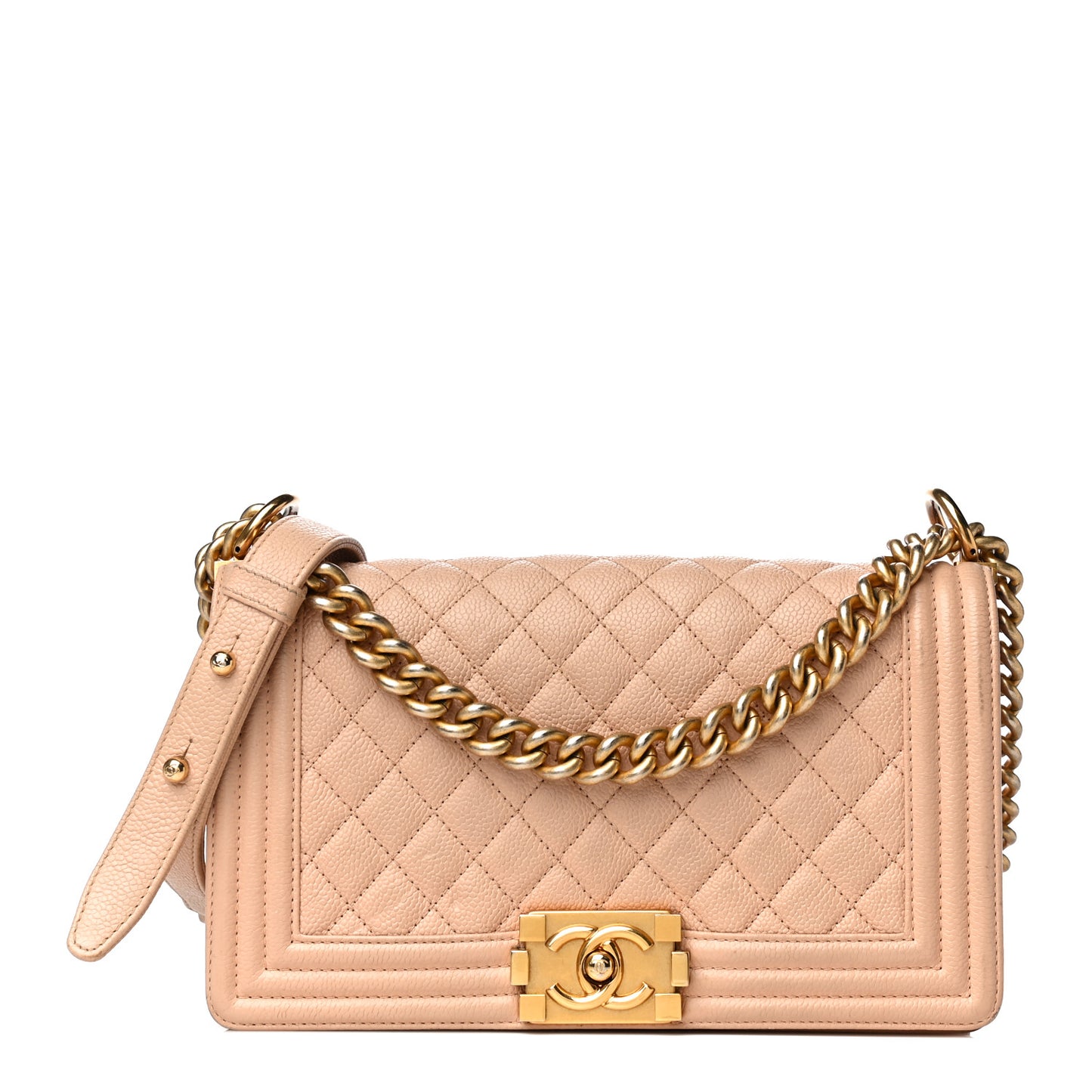 Caviar Quilted Medium Boy Flap Beige