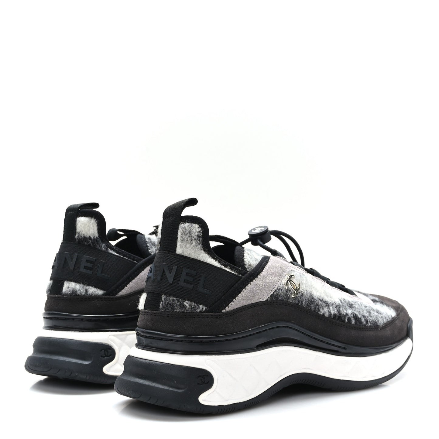 Fabric Suede Calfskin CC Sneakers 40 Gray