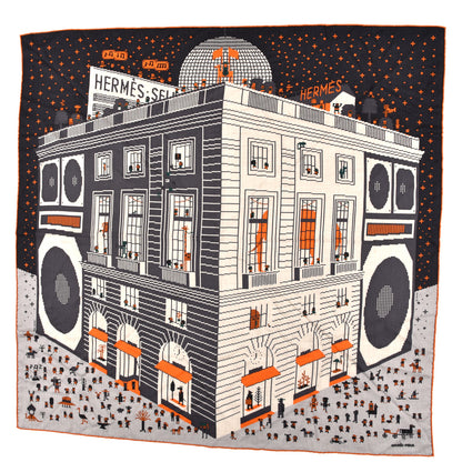 Hermes Cashmere Silk Faubourg Party Scarf 100 Naturel Taupe Orange 1 of 5