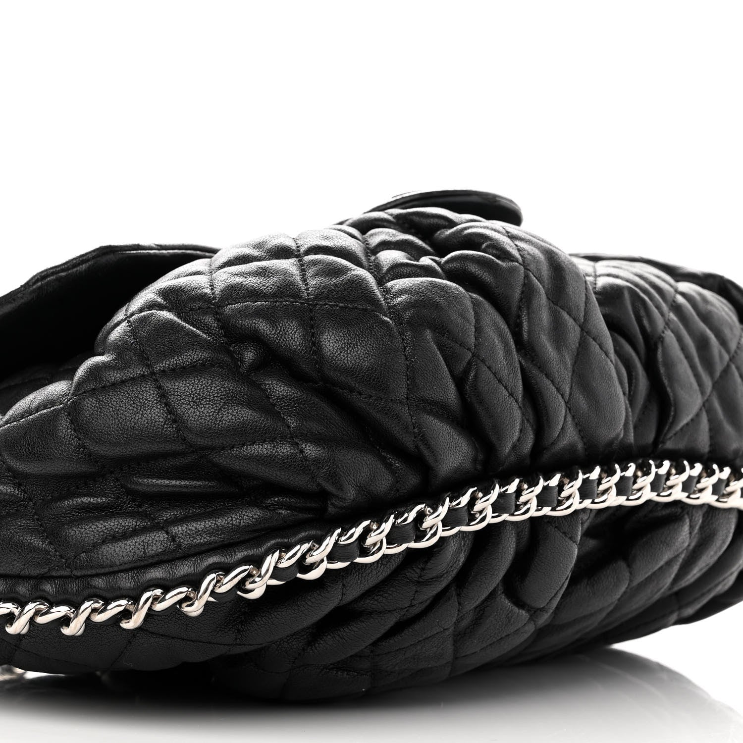 Chanel Washed Lambskin Quilted Large Chain Around Messenger Black 6 of 11