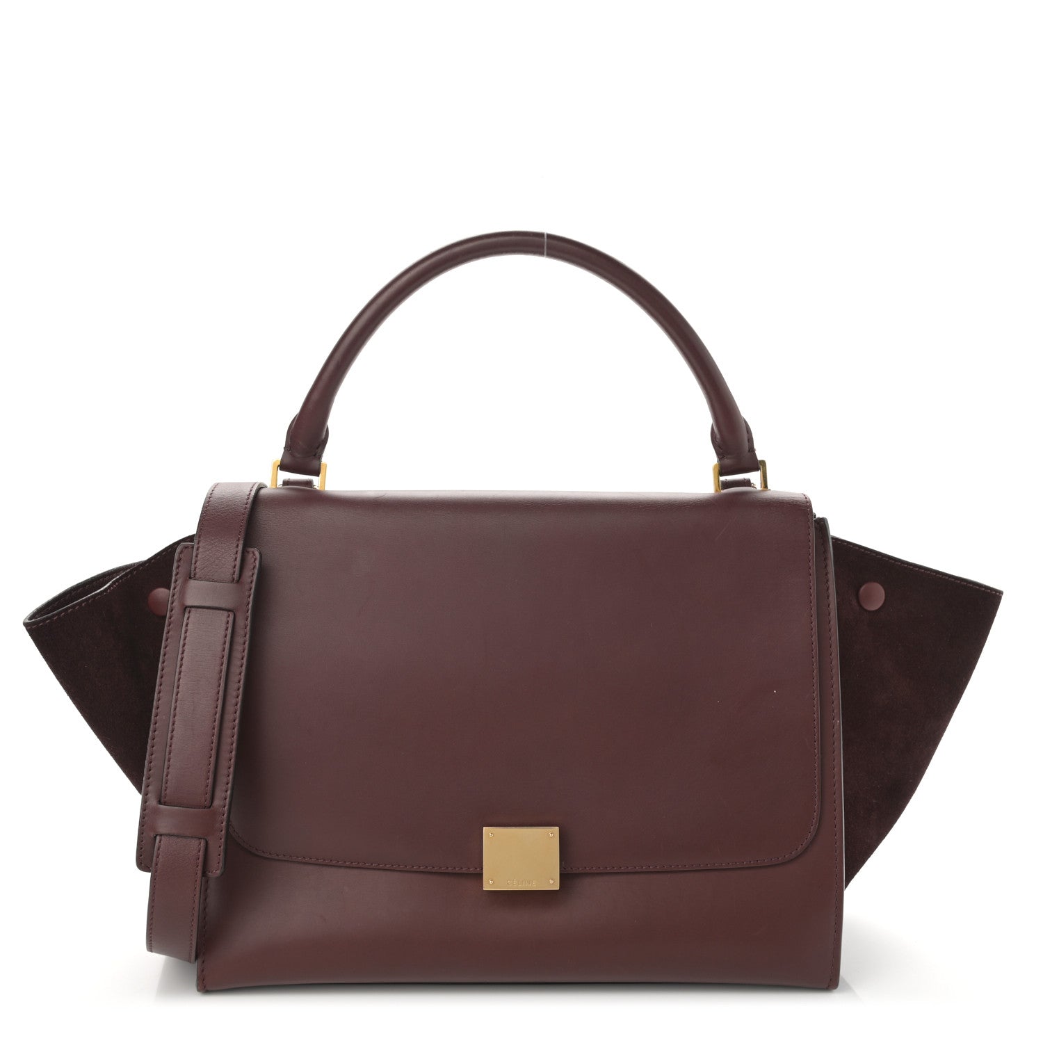 Celine Smooth Calfskin Suede Medium Trapeze Burgundy 1 of 13