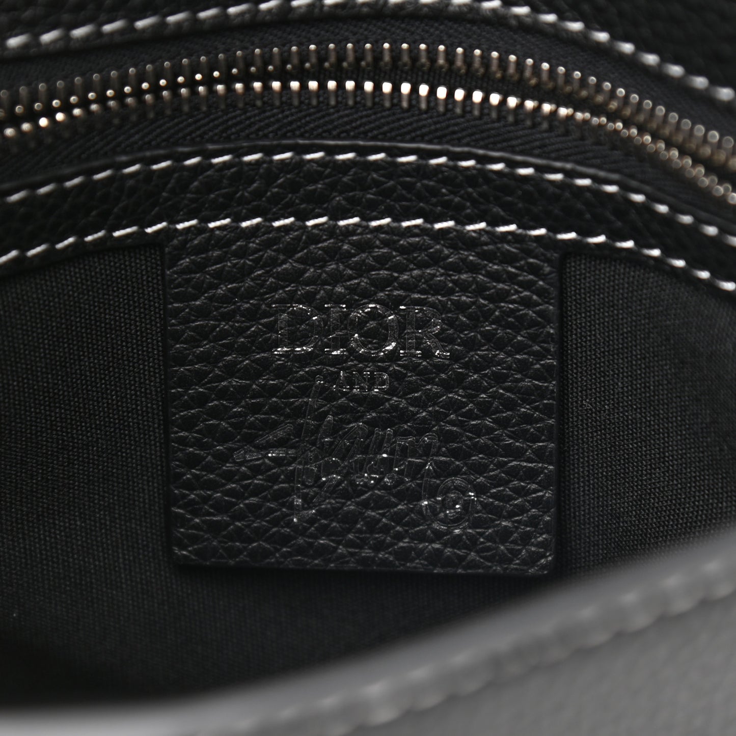 X SHAWN STUSSY Grained Calfskin Saddle Messenger Bag Black