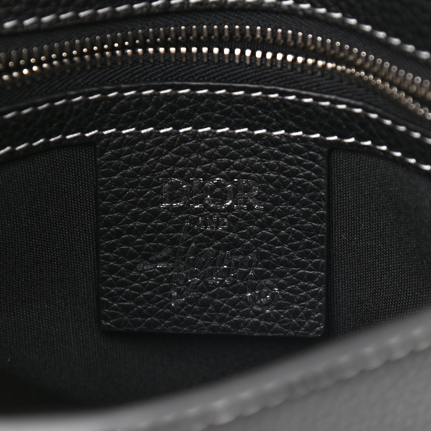 Christian Dior X SHAWN STUSSY Grained Calfskin Saddle Messenger Bag Black 6 of 11