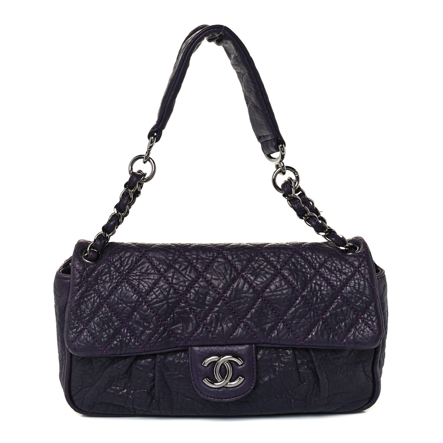 Chanel Distressed Lambskin Lady Braid Flap Dark Purple 1 of 10