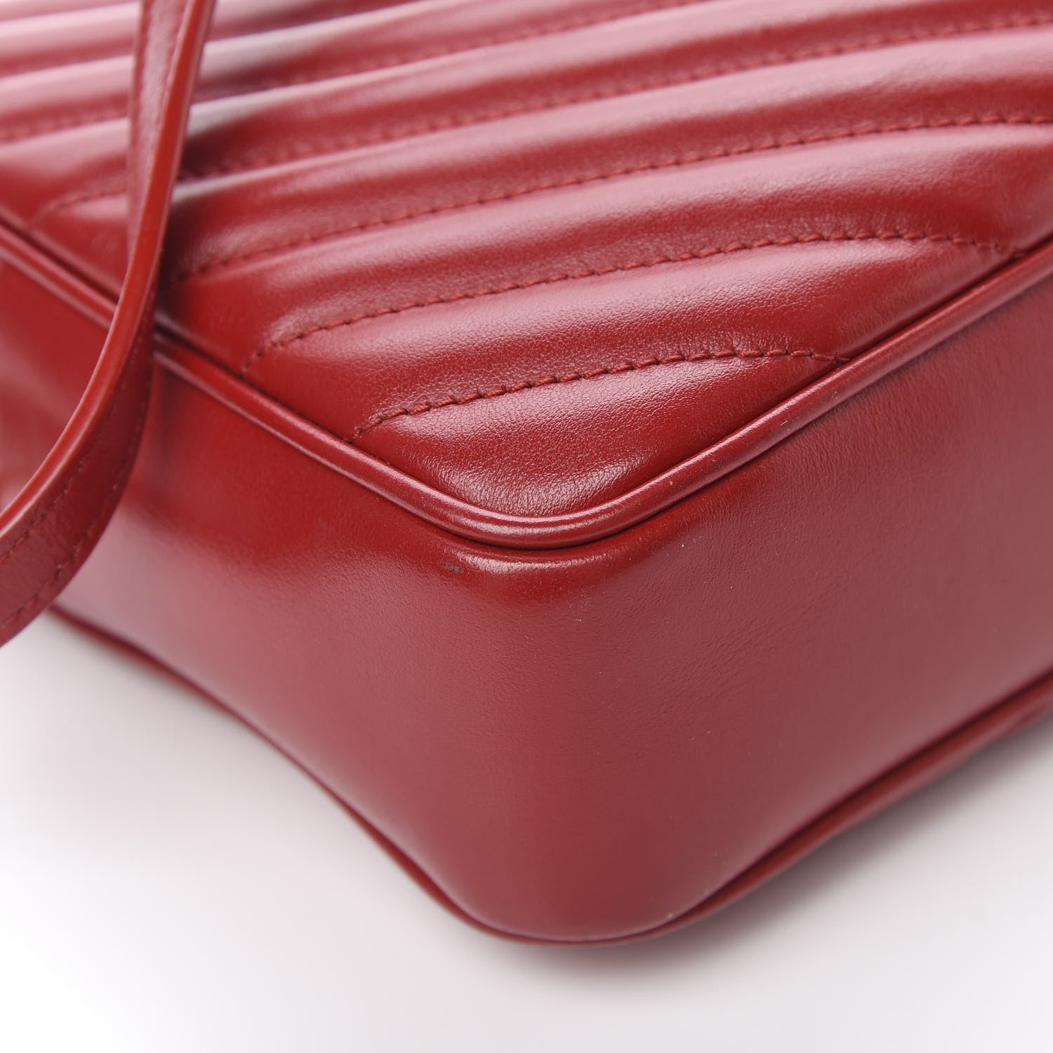 Saint Laurent Calfskin Matelasse Monogram Lou Camera Bag Red 12 of 13