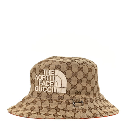 Gucci X NORTH FACE Canvas GG Monogram Reversible Hat S Beige Deep Orange 1 of 9