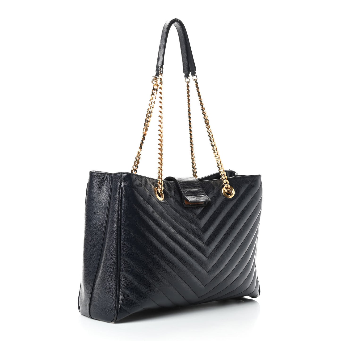 Grain De Poudre Matelasse Chevron Monogram Shopping Bag Black
