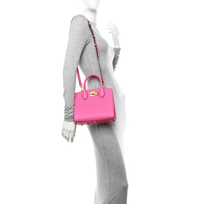 Salvatore Ferragamo Hammered Calfskin Small The Studio Box Bag Hot Pink 2 of 12