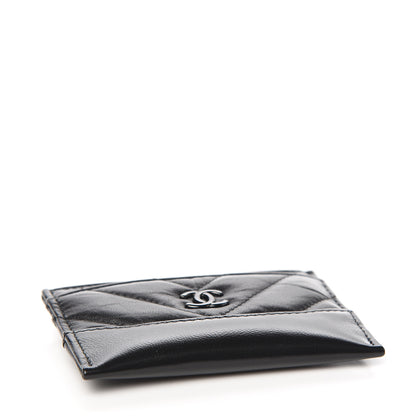 Chanel Aged Calfskin Chevron Quilted Gabrielle Card Holder Black 3 of 8