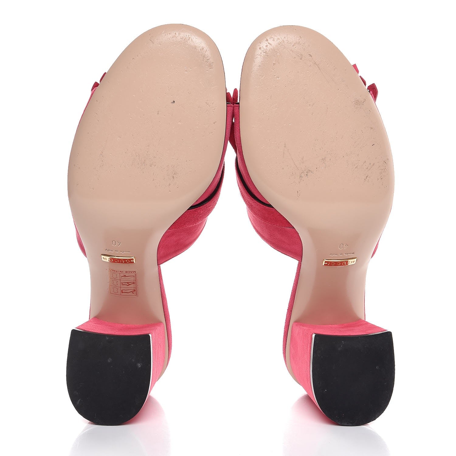 Gucci Kid Scamosciato GG Marmont Fringe 75mm Slide Sandals 40 Hot Pink 5 of 10