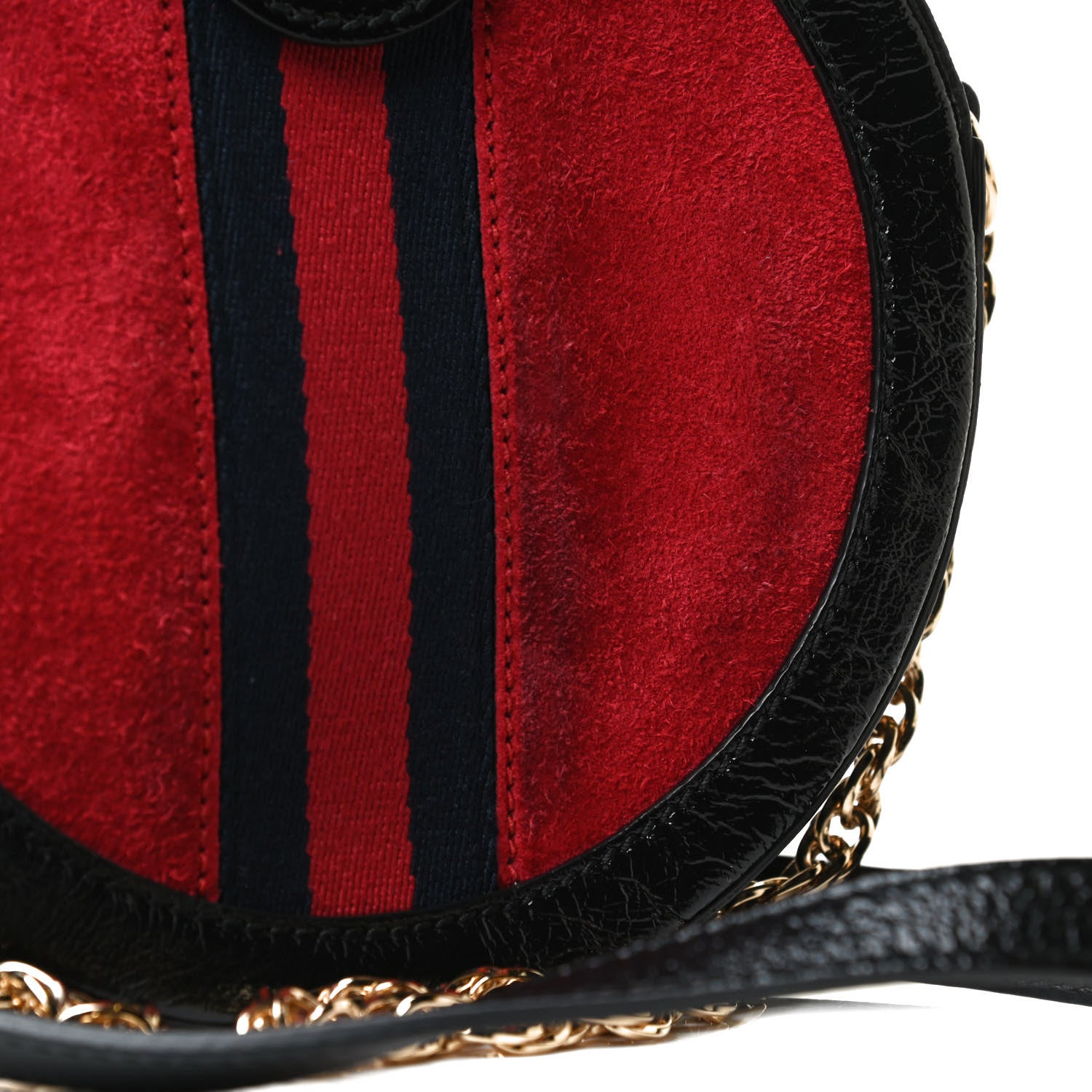 Gucci Suede Patent Web Mini Ophidia Round Shoulder Bag Hibiscus Red Black 10 of 12