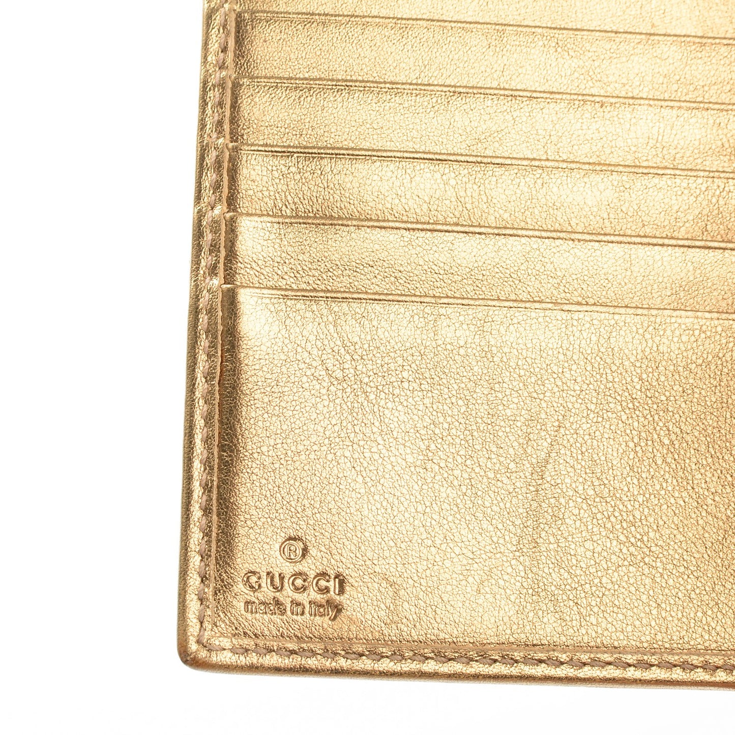 Crystal Monogram Metal Bar French Flap Wallet Metallic Gold