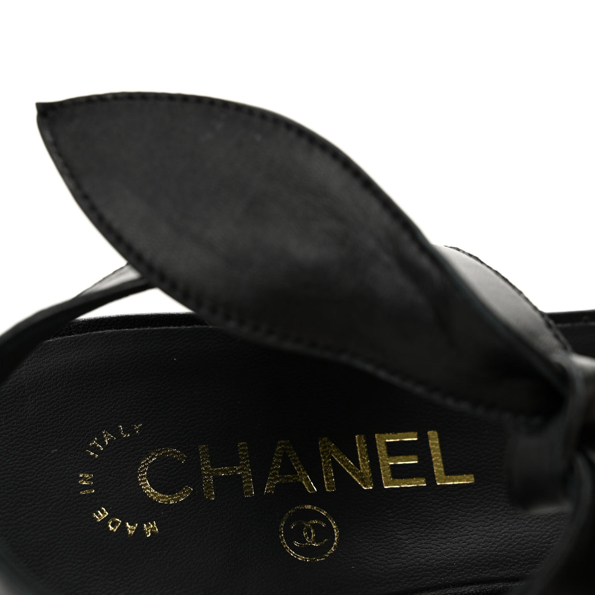 Chanel Lambskin Bow CC Flat Sandals 38.5 Black 8 of 9
