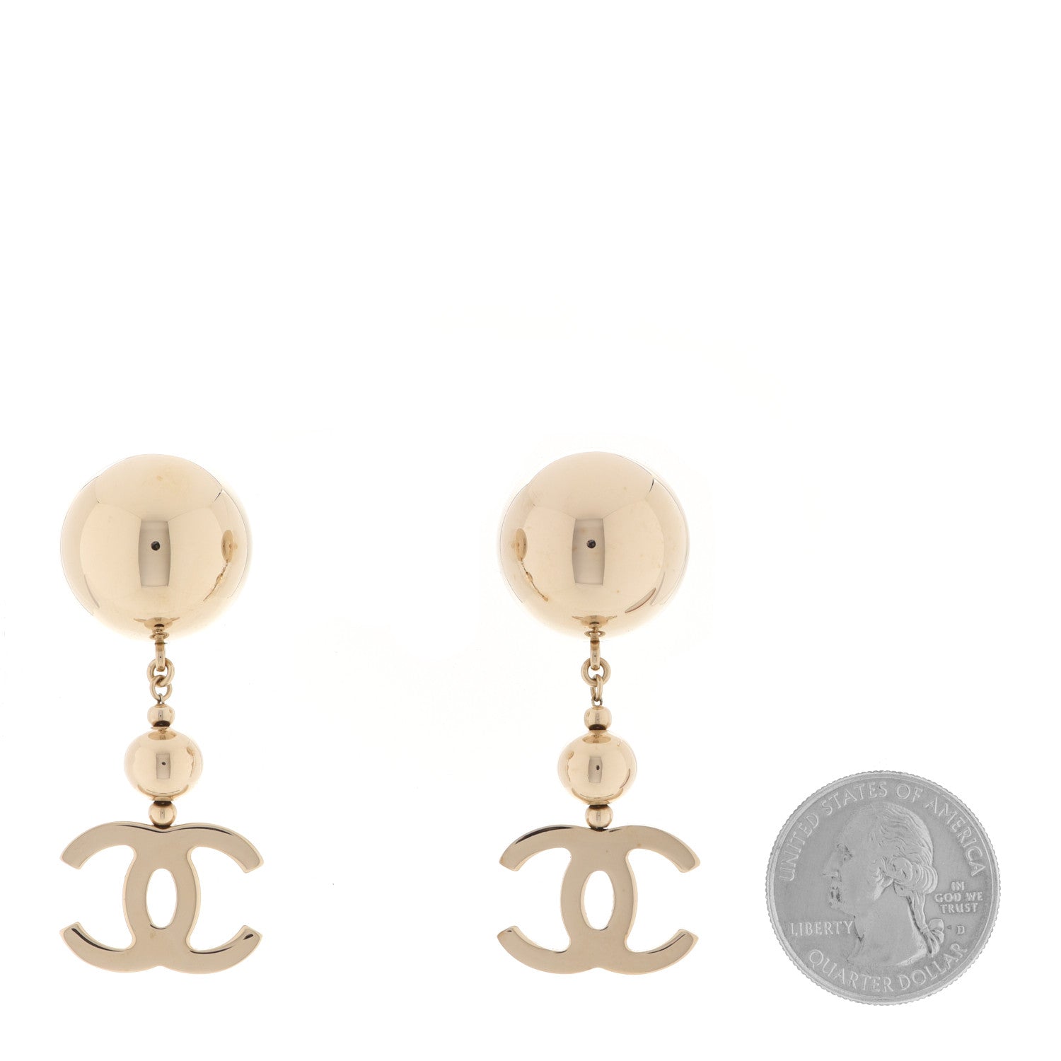 Chanel Metal CC Drop Earrings Gold 2 of 5