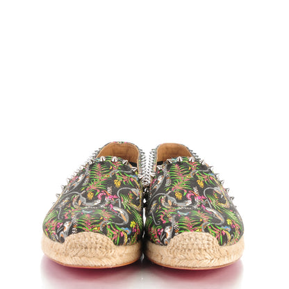 Christian Louboutin Canvas Loubi Jungle Print Ares Spikes Flat Espadrilles 40 Black 2 of 7