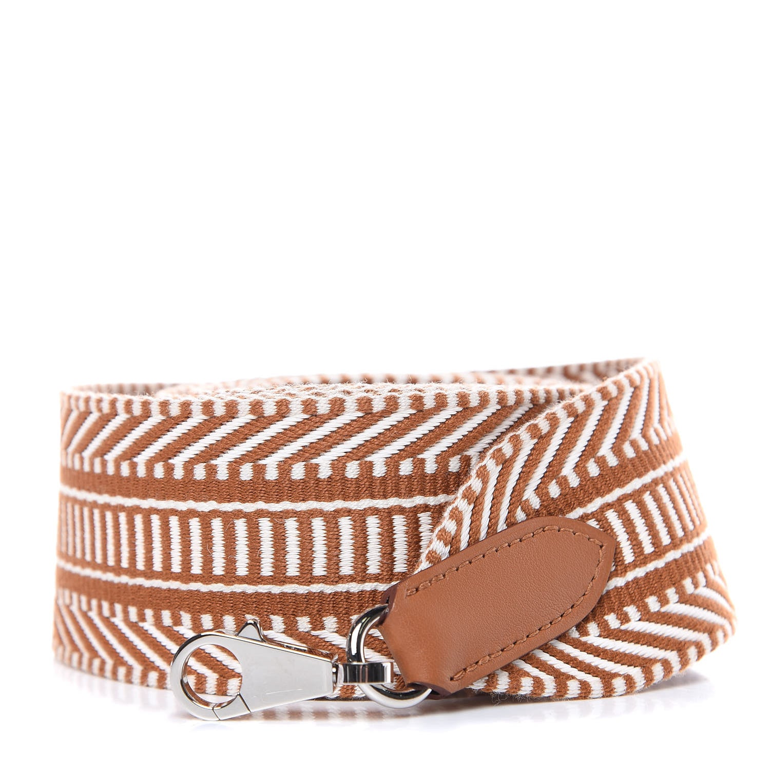 Hermes Toile Swift 50mm Sangle Cavale Shoulder Strap Ecru Beige Gold 1 of 5