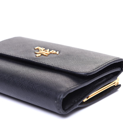 Prada Saffiano Metal Flap Compact Wallet Black 7 of 11