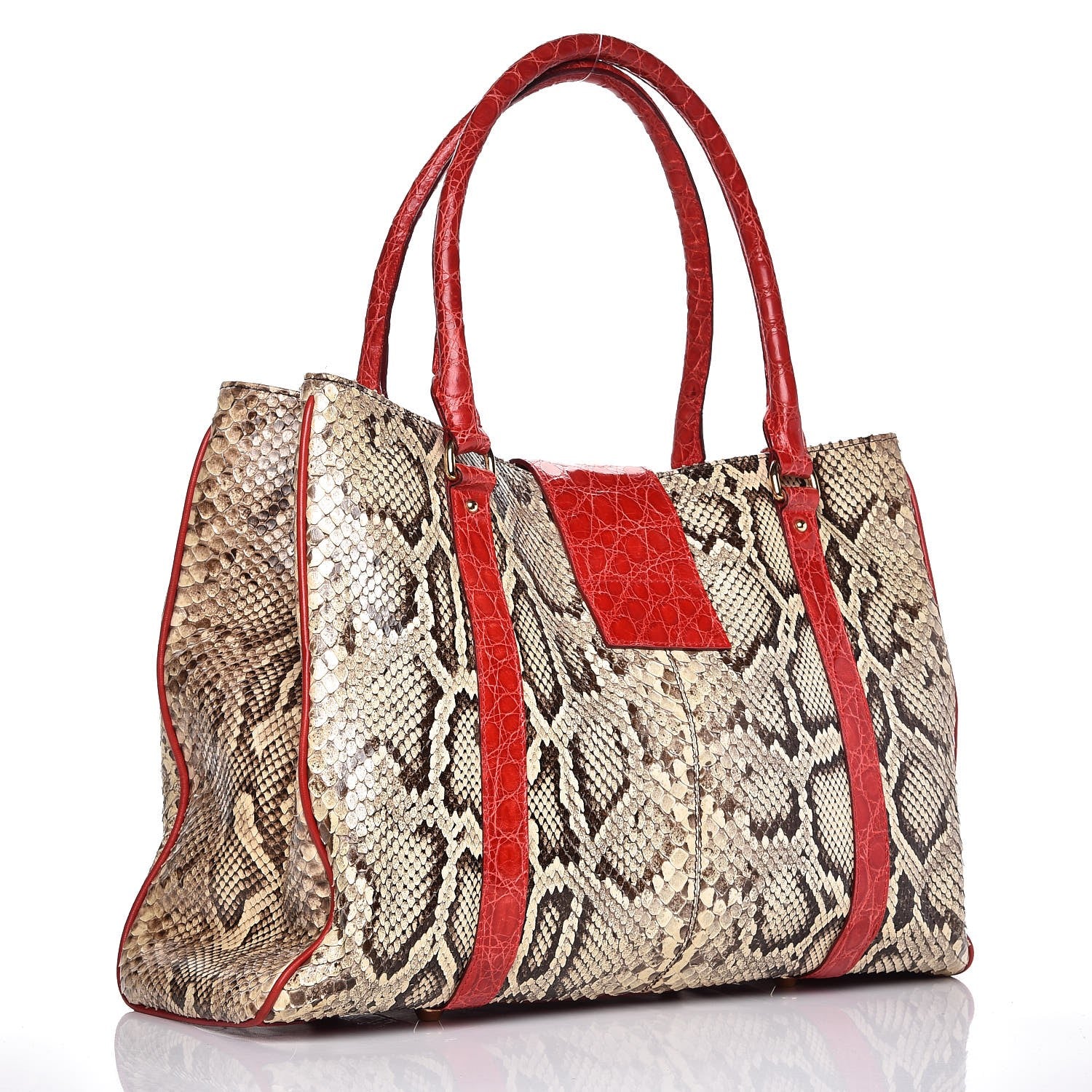 Dolce & Gabbana Python Crocodile Tote Naturale Rosso 3 of 16