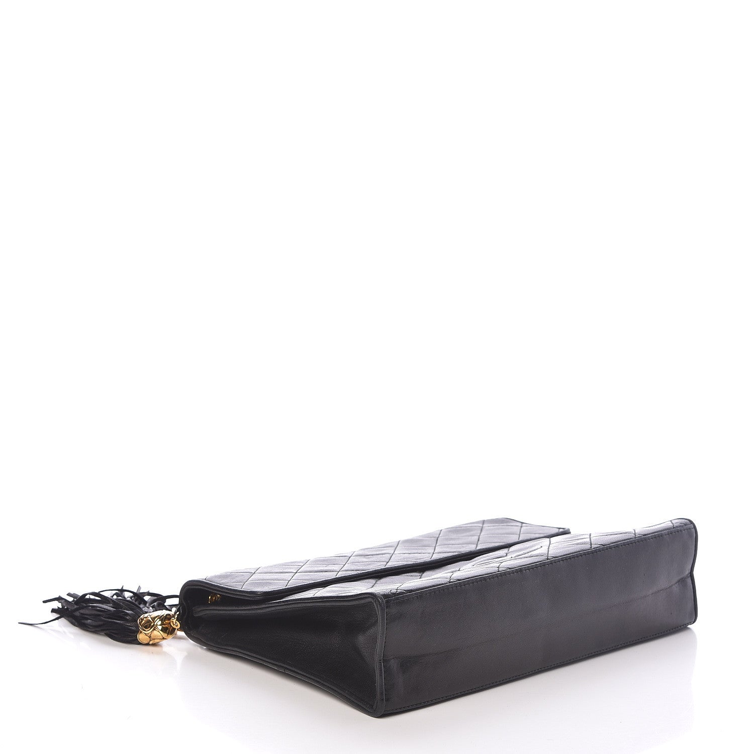 Chanel Lambskin Quilted CC Tassel Shoulder Flap Bag Black 4 of 13