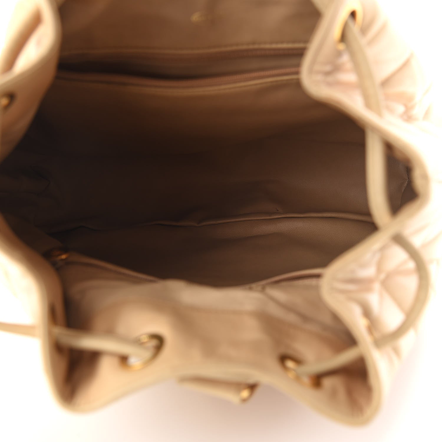 Chanel Lambskin Quilted Drawstring Backpack Beige 5 of 20