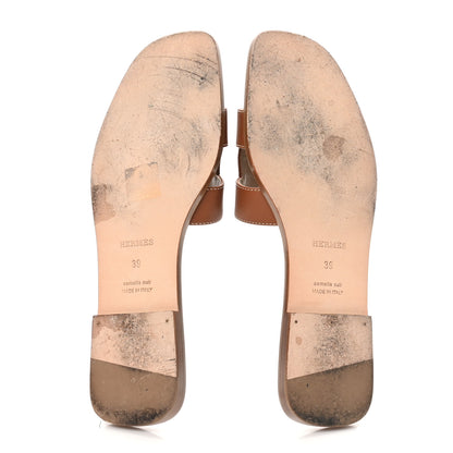 Hermes Box Calfskin Oran Sandals 39 Gold 6 of 11
