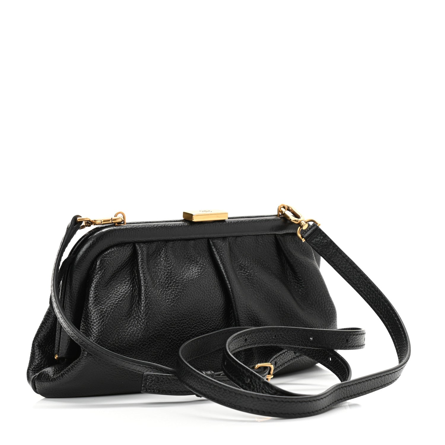 Balenciaga Grained Calfskin Logo Cloud Clutch XS Black 3 of 8