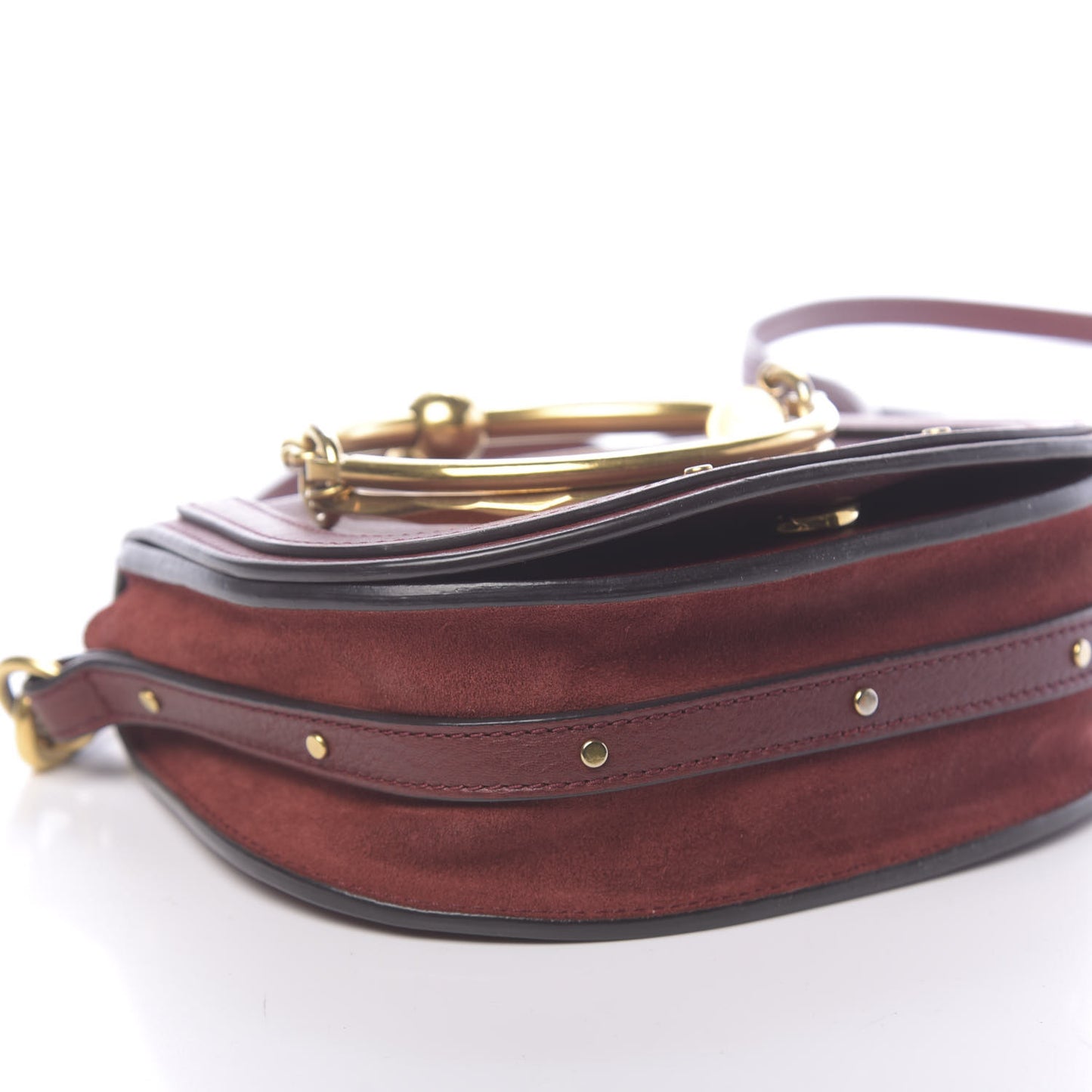 Calfskin Small Nile Bracelet Bag Sienna Red