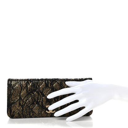 Chanel Metallic Tweed Quilted Clutch Black Gold 2 of 9